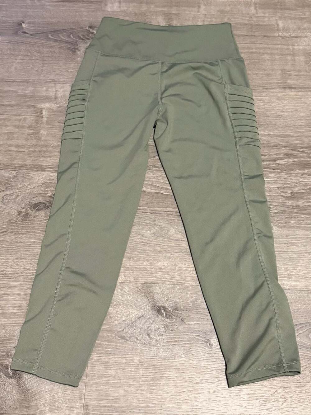 Kendall & Kylie Olive Green Moto Leggings with Pockets, Size S - Picture 4 of 5